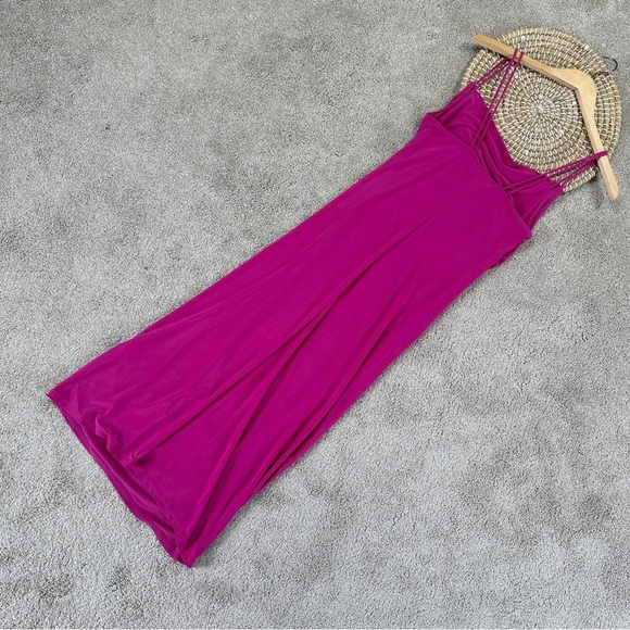 Zara Women’s Draped Neckline Midi Dress Sleeveless Blogger Favorite in Fuchsia M - Picture 6 of 14